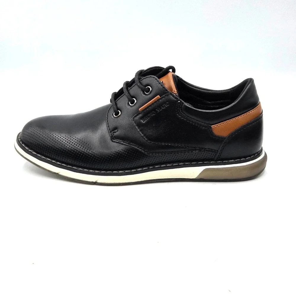 Bruno Marc Dress Shoes Black with Brown Accents Boys Youth Size 3
